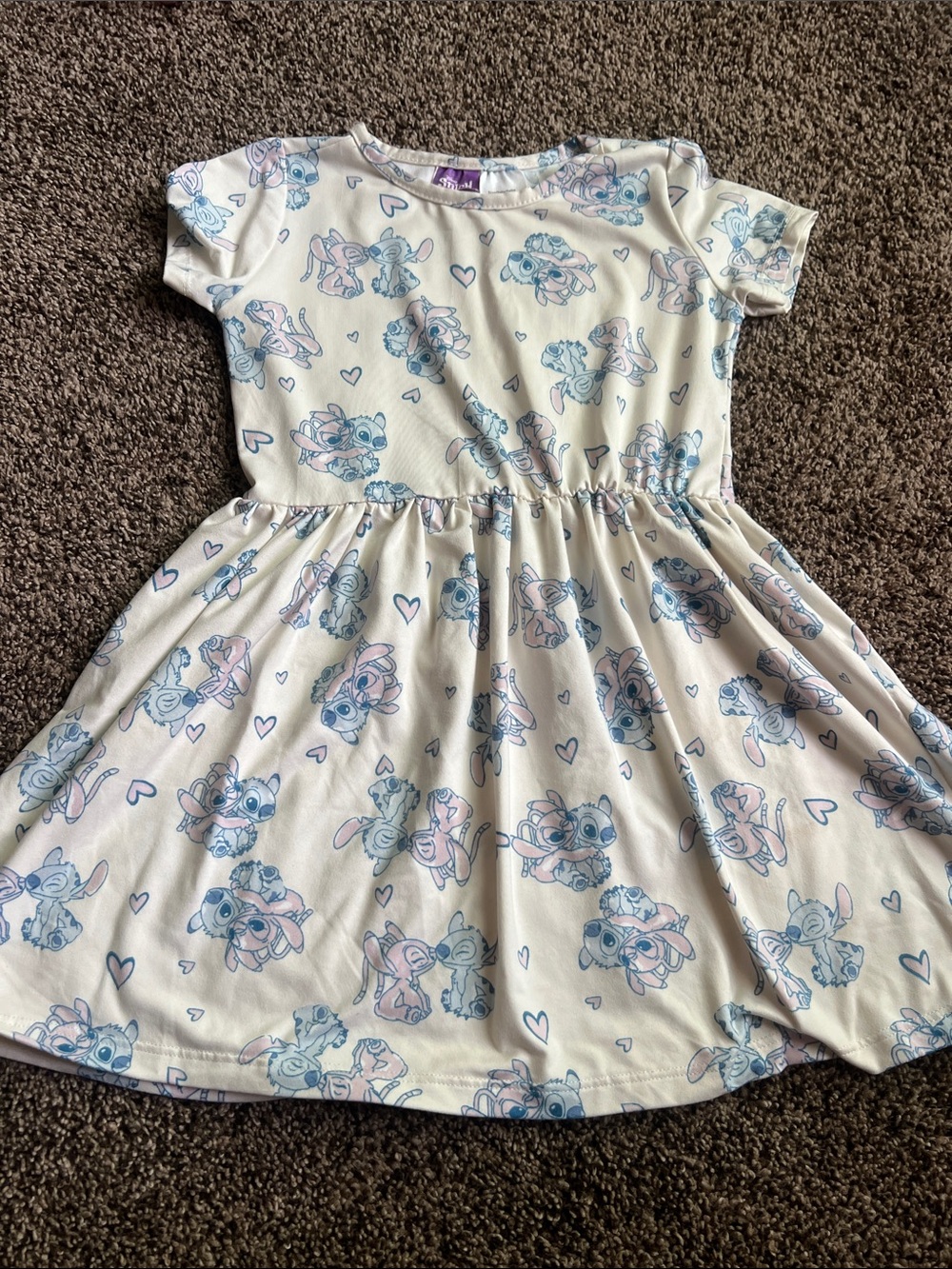 Disney Cream Dress with Light Blue and Pale Pink Character Print